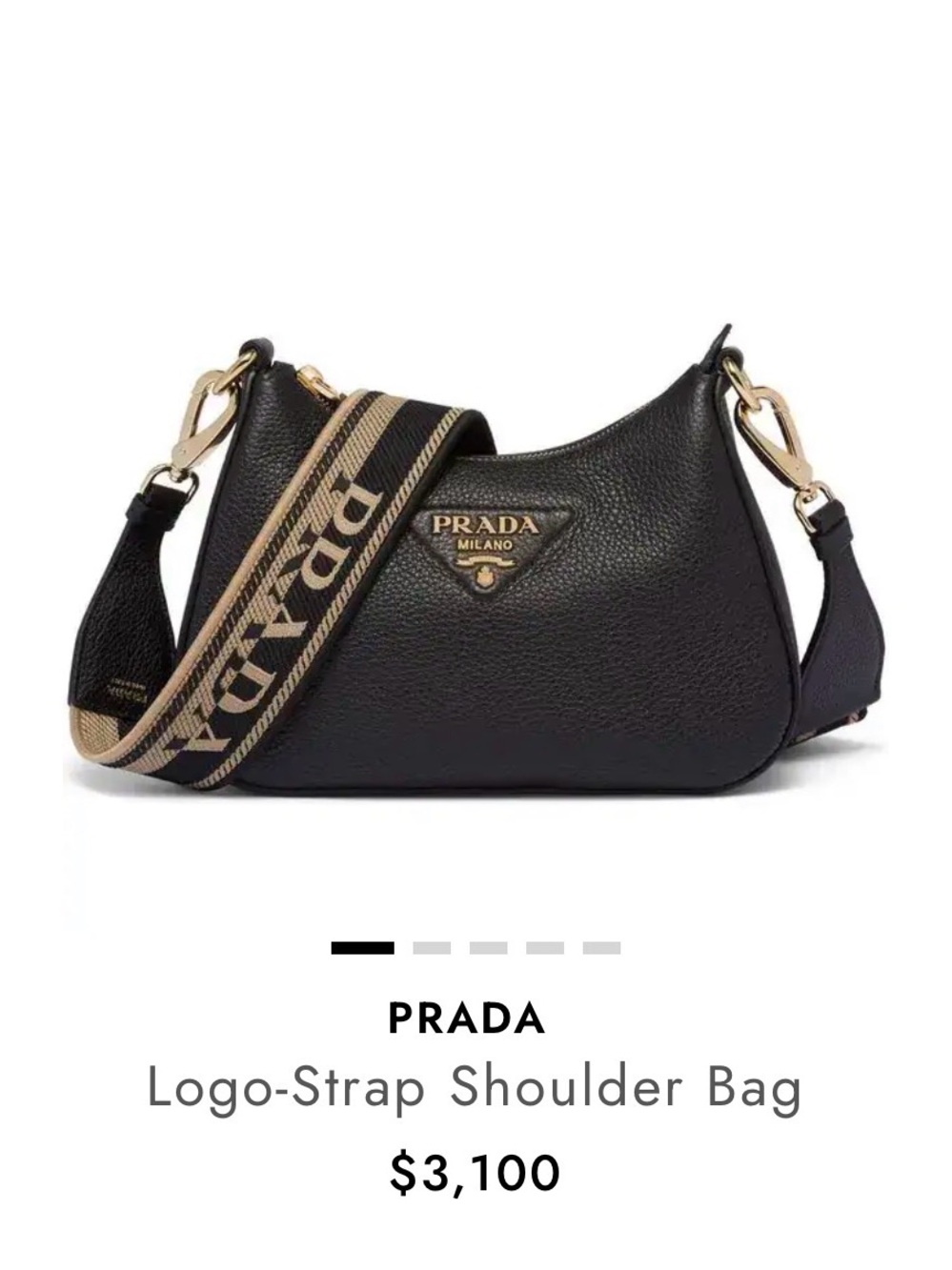 Prada Black Leather Shoulder Bag with Logo Strap.